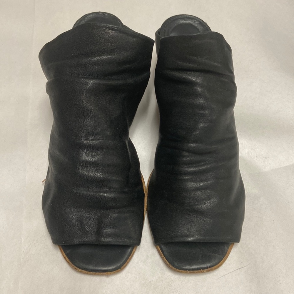 Mimosa mules! Peep toe, leather and chunky heel, made in Italy size 40 - Picture 2 of 10